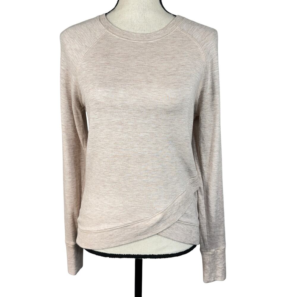 Athleta X-Small Criss Cross Sweatshirt Tulip Hem Stretch Semi-Fitted Long Sleeve